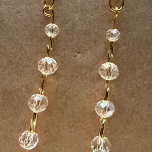 Elegant Gold and Clear Beaded Earrings Style #010